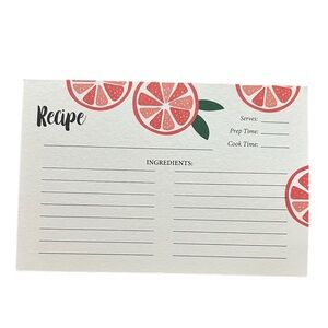 NWT Recipe Cards 3×5 Grapefruit/Lemon Design Set of 50 each No Smear